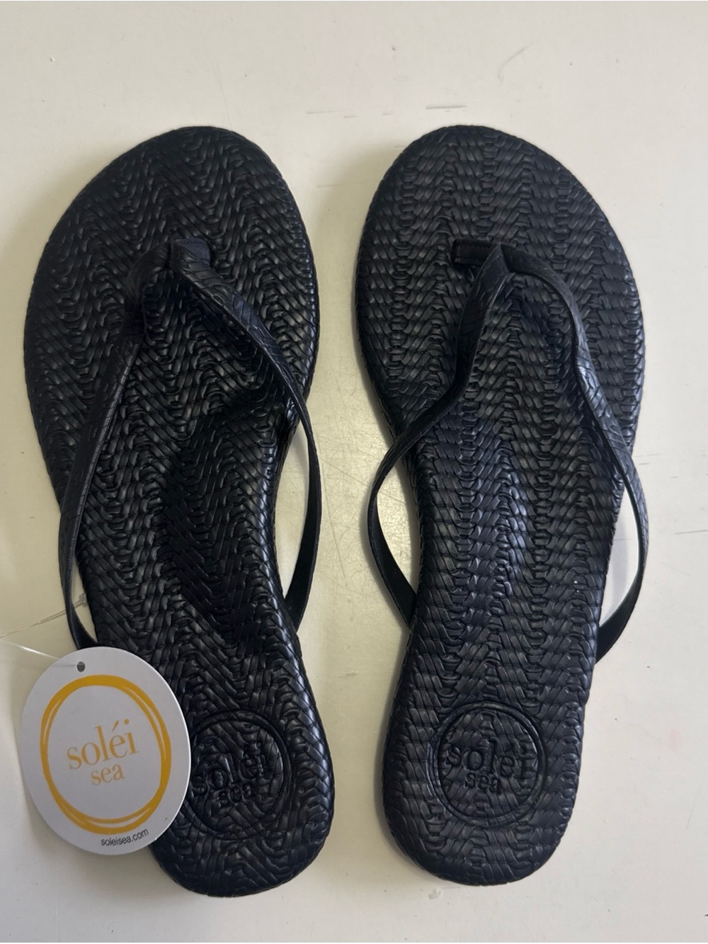 SOLEI SEA SANDALS WOMEN'S INDIE WEAVE BLACK VEGAN FLIP FLOPS SZ 6 8 NEW NWT